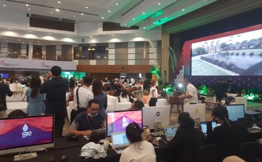 Suasana di Media Center KTT G20