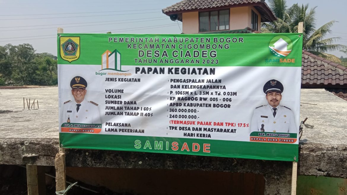 Pemdes Ciadeg Bangun Jalan Desa, Masyarakat Sambut Gembira