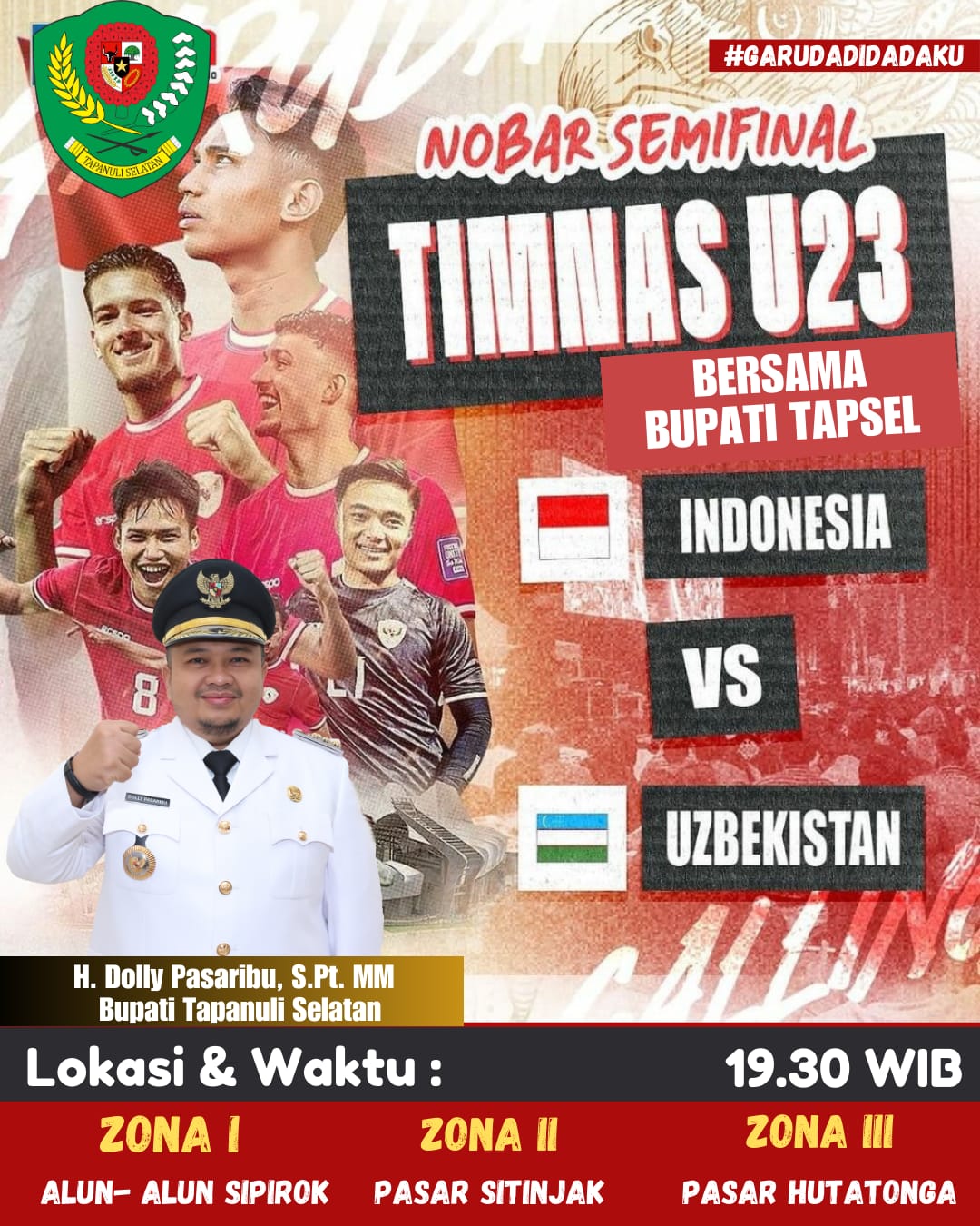 Pemkab Tapsel Gelar Nobar Semi Final Antara Indonesia Versus Uzbekistan