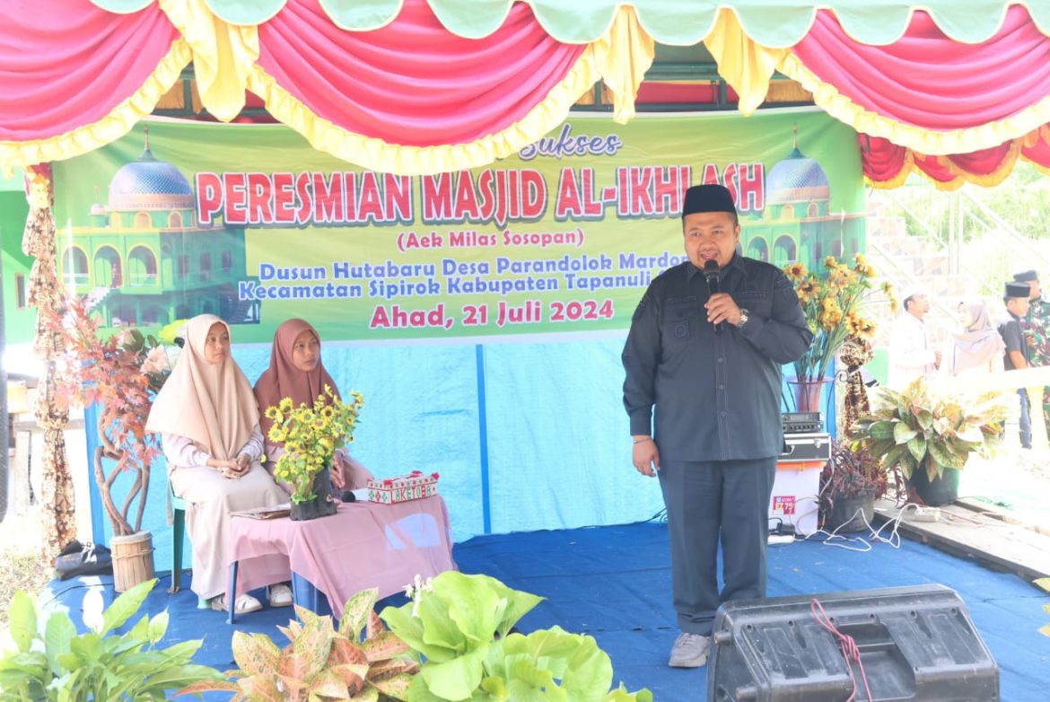 Bupati Tapsel Resmikan Masjid Al-Ikhlas Dusun Huta Baru 