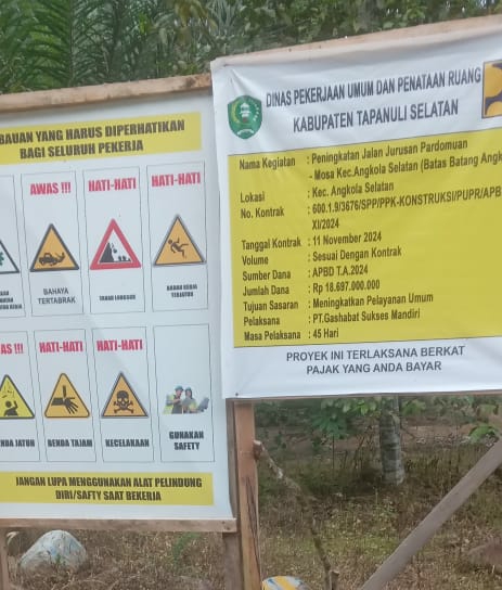 Ternyata ini Nama Perusahaan Pemenang Tender Peningkatan Jalan Jurusan Pardomuan–Mosa